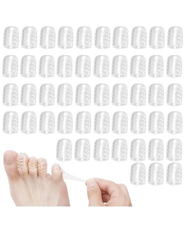 50 Pcs Silicone Anti-Friction Toe Protector Breathable Gel Toe Protector Little Toe Cover Protectors Caps for Men and Women Toe Sleeves with Hole to Protect Toe from Rubbing Corns Blisters etc