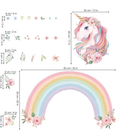 Wondever Large Rainbow Wall Decals Unicorn Flower Peel and Stick Stickers for Girls Bedroom Nursery - Buy Online on GoSupps.com