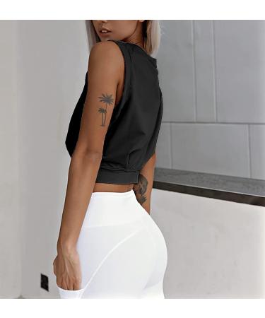 ARRIVE GUIDE Women's Sleeveless Crop Top Athletic Shirt - Medium Black | Yoga, Running, Gym Workout Top - Buy Online on GoSupps.com