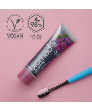 Biomed Sensitive Toothpaste - 98% Natural Vegan SLES-Free | Red Grape Seed Extract | Strengthens Teeth & Alleviates Sensitivity | 100g Pack of 3 - Buy Online on GoSupps.com