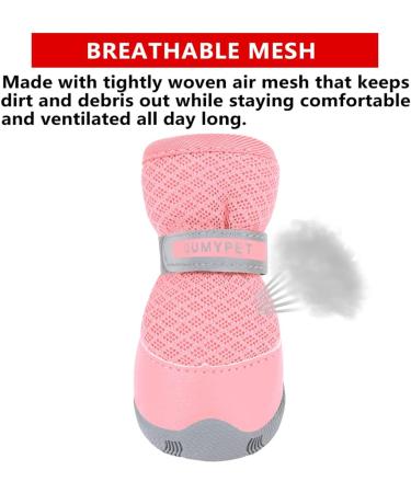 QUMY 2PCS Dog Shoes for Small Dogs Pink Size 3 | Reflective Strip & Anti-Slip Sole | Hot Pavement Summer Boots (Pack of 2) - Buy Online on GoSupps.com
