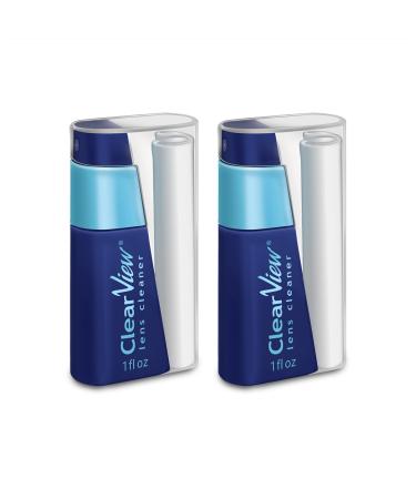 Clear View Lens Cleaner Kit - Travel Size Integrated Cloth and Cleaner Combination Kit. Compact and Portable Refillable Safe for All Lenses Lens Cleaner Spray + Microfiber Cloth 2