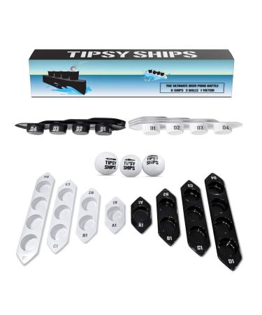 Tipsy Ships Beer Pong Set V2 - The Ultimate Battle Pong Party Game - 8 Ship Trays, 3 Ping Pong Balls Included. Fits Any Standard Plastic Cup, Battle on Any Table!