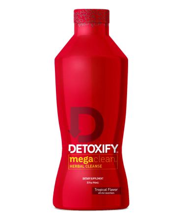 Detoxify Mega Clean Herbal Cleanse   Tropical   32 oz   Professionally Formulated Herbal Detox Drink   Enhanced with Milk Thistle  Ginseng Root & Guarana Seed   Plus Sticker 32 Fl Oz (Pack of 1)