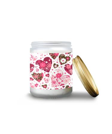 Vanilla Candles for Home Scented Aromatherapy Jar Candles 7 oz Long Lasting Candles Scented Candles Gift Set for Women Perfect for Birthday Gifts Valentine's Day with Hearts with Floral