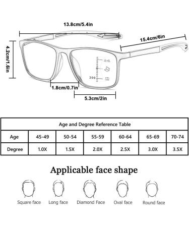Multifocal Sports Style Reading Glasses Blue Light Blocking Glasses For Unisex TR90 Flexible computer Readers(Couleur:Noir Grandeur:2.5x) - Buy Online on GoSupps.com