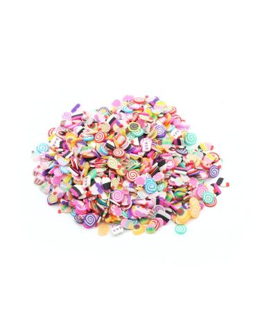 50g 5mm Mixed Polymer Clay Sprinkles Colourful Mix Clay Soft Pottery Slices DIY Nail Art Decor Slime Filler Accessories (Candy)
