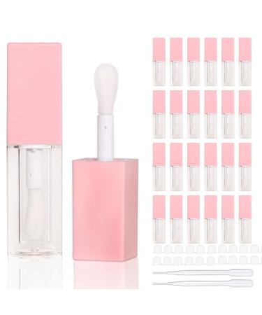 24pcs 5ml Empty square pink lipgloss tubes bulk wholesale with big wand lipgloss containers