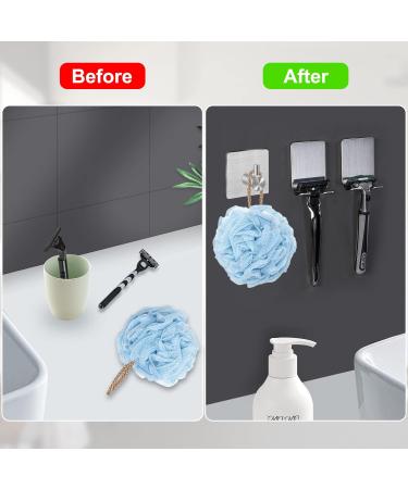 CGBE 4-Piece Stainless Steel Razor Holder & Towel Hooks Set - No Drilling Self-Adhesive Bathroom Organizer - Silver - Buy Online on GoSupps.com