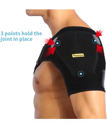 Acouto Black Shoulder Brace with Pressure Pad Breathable Shoulder Support for Rotator Cuff - Buy Online on GoSupps.com