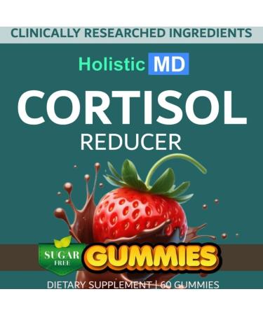 Holistic MD Lower Cortisol for Women and Men - Best Cortisol Blocker with Clinically Researched Ingredients - Sugar Free with Monk Fruit - 60 Chocolate Strawberry Flavor Gummies - Buy Online on GoSupps.com