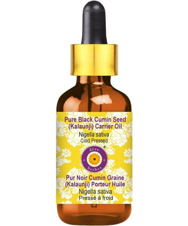 Dev Herbes Pure black cumin seeds (Kalaunji) carrier oil (nigella sativa) with glass dripper natural therapeutic quality cold -pressed 100ml (3.38 oz)