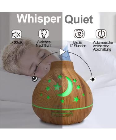 500ml Aroma Diffuser with 15 LED Colors - Essential Oil Humidifier Auto Shut-Off 3 Timing Modes - Dark Brown - Buy Online on GoSupps.com
