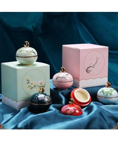 Chinese Palace Crafted Floral Scent Solid Perfume for Women - Long Lasting All Natural Fragrance in Delicate Ceramic Jar - Travel Friendly Gift Box (Red) - Buy Online on GoSupps.com