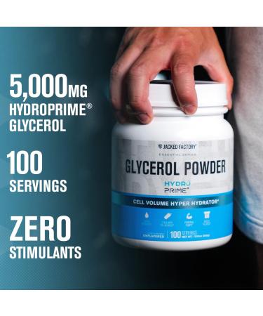 Jacked Factory Glycerol Pump Powder - Cell Volume Hyper Hydrator with HydroPrime Glycerol Powder to Enhance Pumps Hydration Muscle Fullness Endurance & Performance - 100 Servings Unflavored 100 Count (Powder) - Buy Online on GoSupps.com