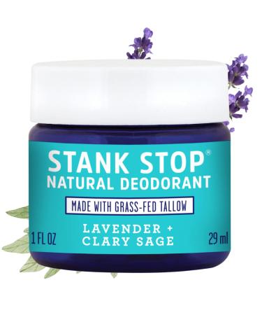 FATCO Stank Stop All Natural Deodorant Cream in a Jar with Tallow and Organic Coconut Oil Lavender + Sage (1 oz) Lavender Sage 1 Fl Oz (Pack of 1)