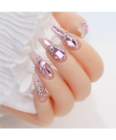 Doyizz Pink Crystal Nail Art Rhinestones - 3D Multi Shapes Flatback Gems for Nail Design & Crafts - Buy Online on GoSupps.com
