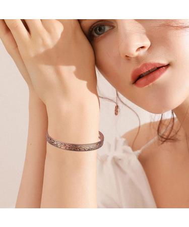 Cigmag Copper Magnetic Bracelet for Women - Adjustable Pure Copper Brazaletes Cuff Bangle in Gift Box (Copper Flower) - Buy Online on GoSupps.com