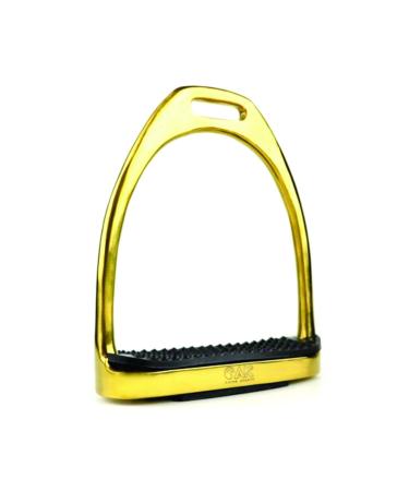 AK Stainless Steel Plane Horse Riding Equestrian Stirrups with Black Treads (Gold 4.50'') 4.50'' Gold - Buy Online on GoSupps.com