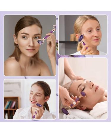 Canvalite Jade Roller - 100% Amethyst Face Massager for Puffiness Relief Anti-Aging & Skin Care | Reduce Wrinkles Dark Circles & Fine Lines - Buy Online on GoSupps.com