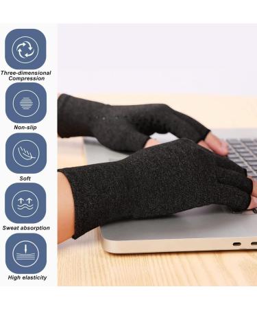 Buy 2 Pairs Arthritis Compression Gloves for Women & Men | Anti-Slip Fingerless Gloves for Rheumatoid & Osteoarthritis - Small Black - Buy Online on GoSupps.com