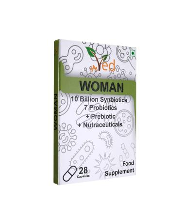 Ved Woman Complex Probiotics and Prebiotics Complex - 10 Billion CFU - 20 Live Bacterial Cultures - 28 Probiotic Complex Capsules for Woman- Lactobacillus crispatus Silicon Dioxide.