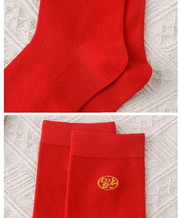 Chinese New Year Zodiac Red Socks - 2 Pairs (Men's and Women's) | Embroidered Cotton Spring Festival Socks | Size 34-44 - Buy Online on GoSupps.com
