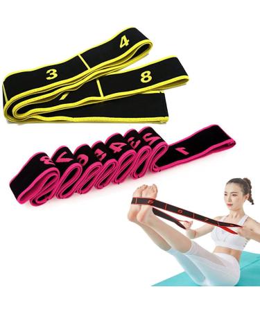 2 pieces yoga stretch belt resistance bands fitness bikers training ribbons resistance tapes multi-loops adjustable exercise band for fitness dance training gymnastics (pink+yellow) - Buy Online on GoSupps.com