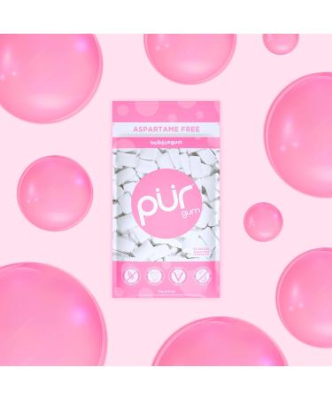 PUR GUM Sugar-Free Chewing Gum | 100% Xylitol | Vegan Aspartame-Free Gluten-Free & Diabetic-Friendly | Natural Bubblegum Flavor | 6-Pack (55 Pieces Each) - Buy Online on GoSupps.com