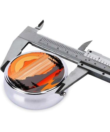 Tree Hills and Rivers Round Pill Box Organizer - 3 Compartment Portable Travel Pill Box for Easy Medication Management - Buy Online on GoSupps.com