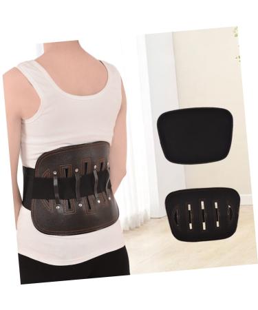 Belt Straps for Men | Leather Back Brace Support - Unisex Lumbar Protector | Durable Waist Supporter 86x25x2cm Brown - Buy Online on GoSupps.com