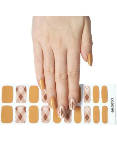 Foyute Semi Cured Gel Nail Strips 20 Pcs Soft Self-Adhesive Gel Nail Polish Wraps Sticker for Salon-Quality Manicure Set Long Lasting Easy to Apply & Remove Nail File & Wooden Stick (Yellow) - Buy Online on GoSupps.com