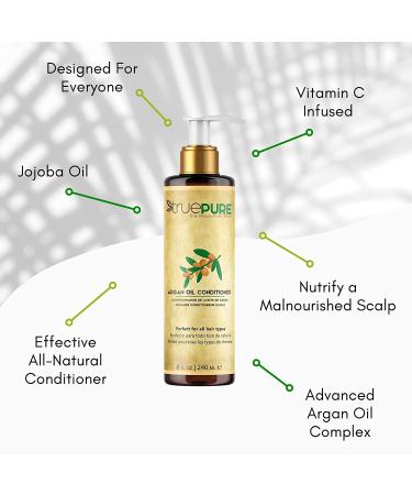 TruePure Argan Oil Conditioner - Deep Treatment for Dry, Damaged Hair - 8 oz. - Sulfate & Paraben Free - Made in USA - Buy Online on GoSupps.com