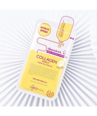 Mediheal Collagen Impact Essential Mask EX - 10 Masks, Hydrolyzed Collagen & Peptides, Wrinkle Care, Smoothing & Plumping - Buy Online on GoSupps.com