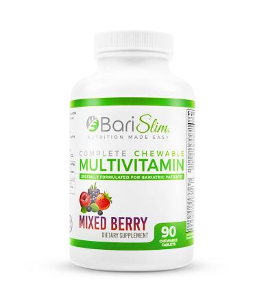 BariSlim Complete Chewable Bariatric Multivitamin Tablets - 45 mg of Iron - Bariatric Vitamin and Supplement for Post Bariatric Surgery Including Gastric Bypass and Sleeve | Mixed Berry