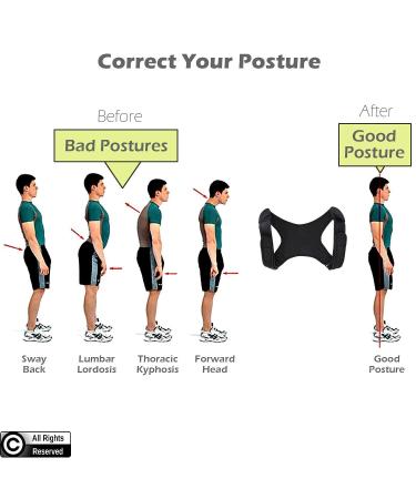 POAGL Posture Corrector for Men | Adjustable Upper Back Brace for Neck, Back, and Shoulder Pain Relief | Clavicle Support Brace for Kyphosis Straightening | Design Patented | Universal Fit | Black - Buy Online on GoSupps.com