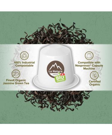 Th biologique vert au jasmin | La Natura Lifestyle by Tpresso 60 capsules de th compatibles avec les machines capsules Nespresso | 100% compostable industriellement | cologique - Buy Online on GoSupps.com