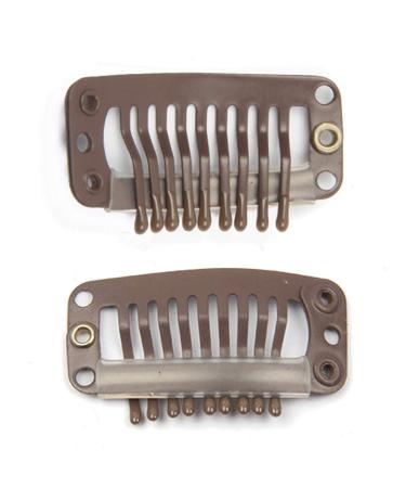 50pcs Stainless Steel Hair Extension Clips Wigs Combs + 2pcs Weaving Thread & Needles Set - Dark Brown - Buy Online on GoSupps.com