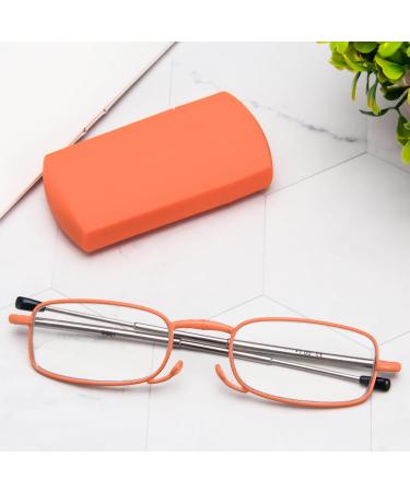 Kokobin Foldable Reading Glasses +3.0 | Stainless Steel Anti-Blue Light | Mini Reading Aid for Men & Women | Hard Shell Case Included - Orange - Buy Online on GoSupps.com