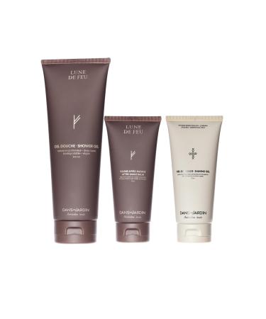 DANS UN JARDIN Beard Shaving Kit Made in Canada - Shower Gel After-Shave Balm & Shaving Gel - Fire Moon - Skin-Friendly - Beard Gift Set for Silky Smooth Shave - All Skin Types - Vegan - 3-Pack