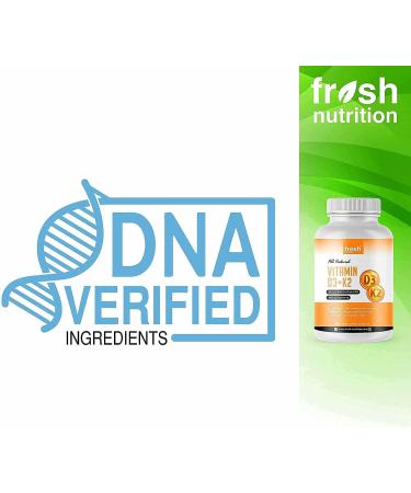 Plant Based Vegan Vitamin D3 + K2 Supplement - 5000iu/125mcg - Non GMO Gluten Free - 90 Capsules for 3 Month Supply - Optimal Absorption Formula for Adults - Buy Online on GoSupps.com