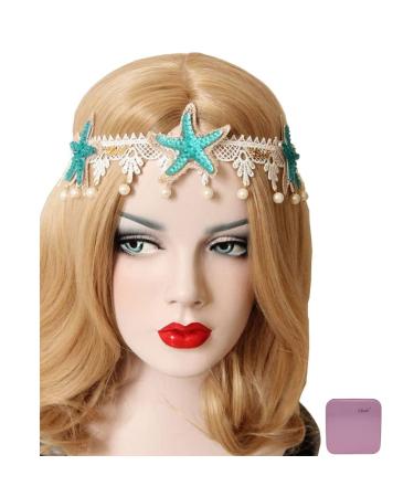 Scala Mermaid Sea Star Starfish Hairbands Mermaid Hair Accessories Headband Mermaid Costume Jellyfish Hairpin Seashell Headband Pink Starfish Headband (Starfish Headband)