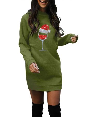 Hanxiulin Women's Christmas Dress - Oversized Long-Sleeved Hoodie Sweatshirt in Green XL - Trendy Holiday Fashion - Buy Online on GoSupps.com