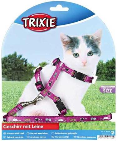 Trixie 4144 Kitten Harness with Leash - Adjustable Nylon 21-33 cm Assorted Colors - Comfortable & Safe Pet Gear - Buy Online on GoSupps.com