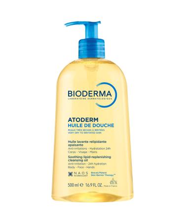 BIODERMA Atoderm Huile de douche - Nettoyant apaisant et anti-irritations - Confort imm diat d s utilisation et 24 h d hydratation - Peaux sensibles tr s s ches irrit es - Flacon pompe 500 ml