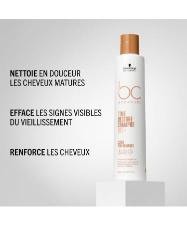 Schwarzkopf Professional Bonacure Time Restore Shampoo Mature and Weakened Hair Vegan Care Complex Q10+ Combats Visible Signs of Aging Elasticity Purifying Moisturizing 250 ml - Buy Online on GoSupps.com