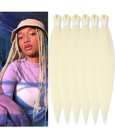 YDDM PRE Stretched Braiding Hair Extensions 26 inch 6packs Extensions Kunsthaar Braids Golden Hair Extension Art Hair For Braids Jumbo Braids Hair (26 inches 613#) 66cm-26 inches (6 Pack) 613#