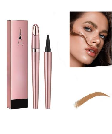 2024 New Magic Eyebrow Pencil - 4 Fork Tip 3D Waterproof Microblading Eyebrow Pencil Contouring Pen Magic Eyebrow Pencil Long-Lasting Natural Fine Stroke Eyebrow Pencil (Light Brown)