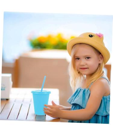 Luxshiny Kids Plastic Sippy Cup - Clear Water Bottle with Straw for Sports, Iced Coffee, and Milk - BPA-Free Children's Drinking Bottle - Blue - 12X10.2CM - Buy Online on GoSupps.com