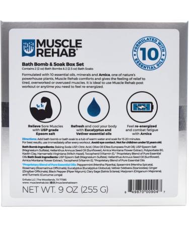 Fathers Day Gift: Muscle-Recovery Epsom Salt Bath Bombs for Pain & Tension Relief - Perfect Exercise Recovery Soak by Muscle Rehab 2 Sets - Buy Online on GoSupps.com